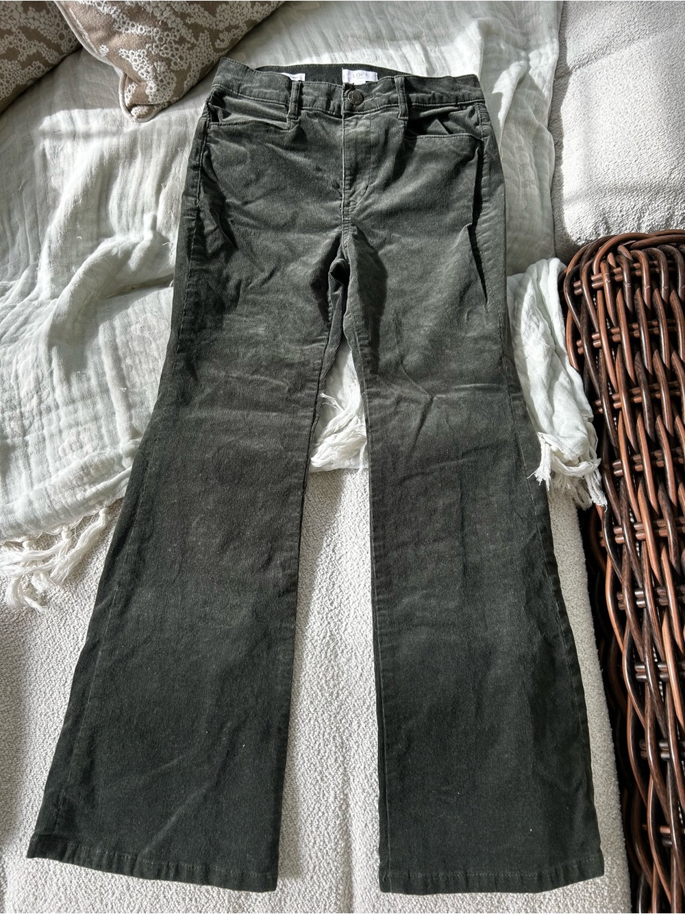 LOFT Olive Green Wide-Leg Corduroy Jeans